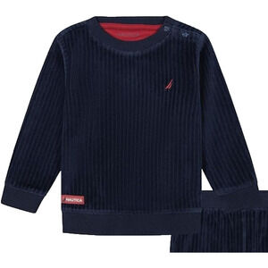 Nautica Boys Velour Sweater (Baby Boy's Size 18 Months) PolyCotton, Logo Top NWT